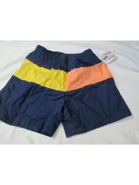 New Old Stock VINTAGE 80s DUNLOP Men's Small Swim Shorts Trunks COLOR BLOCK